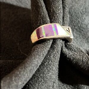 Sterling Silver Amethyst and Opal inlay Ring. American Indian